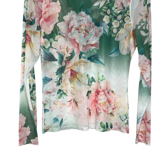 Johnny Was Jade Natalie Long Sleeve Mesh Tee Shirt Top Size Large Lightweight - Picture 7 of 11